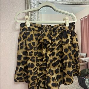 Leopard Print Shorts with Bow Tie